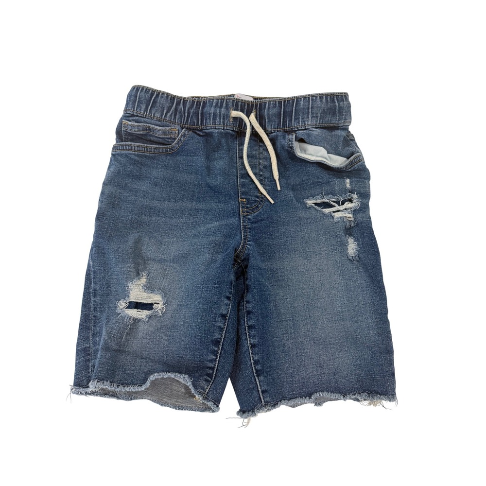 Old Navy Boys Slim Built-In Tough Stretch Distressed Denim Shorts Blue L 10-12